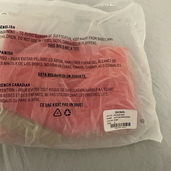 Skims cotton rib boxer in ruby - Picture 2 of 6